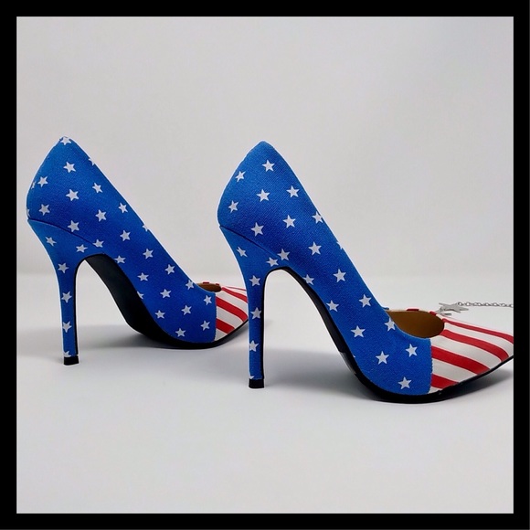 🇺🇸Size 8.5 Sexy America Flag Pumps High Heels - Picture 3 of 7